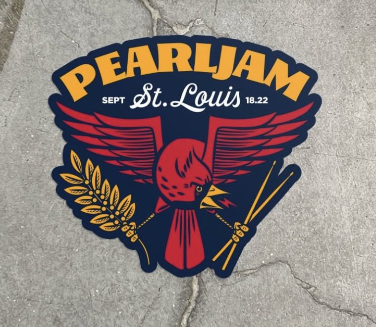 dgoold's tweet photo. Gorgeous, pitch perfect designs for @PearlJam’s visit to St. Louis.

Quite a doubleheader downtown today. Pujols afternoon. PJ nightcap. #stlcards https://t.co/lh0iOG1d3z