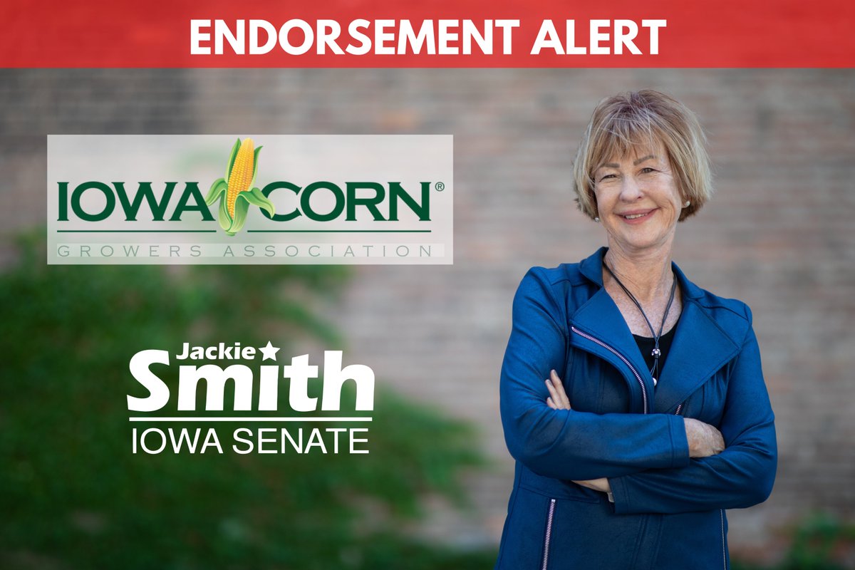 JackieforIowa's tweet photo. Endorsement Alert: I'm honored to be endorsed by the Iowa Corn Growers Association PAC. I'm so proud to support rural Iowans and the people working to feed the world. https://t.co/PPgvc80FND