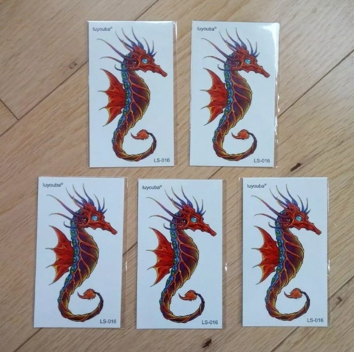 EbaySandeee1's tweet photo. Seahorse tattoos from our Sandeee1 Ebay store. Available in a batch of 5 for ยฃ2.70 or singly for ยฃ1.29. Link on the bio section takes you to our Ebay store.
#tattoos #tattoo #temporarytattoo #transfertattoo #tattoos #tattoosheet #lovetattoo #seahorse #tattoostyle https://t.co/GTh8gX932v