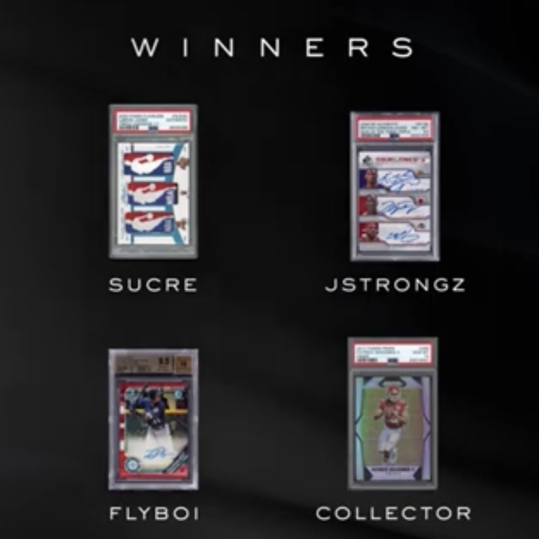 These are the winning picks from our Discord contest! Are these sports trading cards worthy enough to be an investment for you? See specs below 👇🏼 

#sportstradingcards #paniniflawless #spauthentic #bowmanchrome #paniniprizm