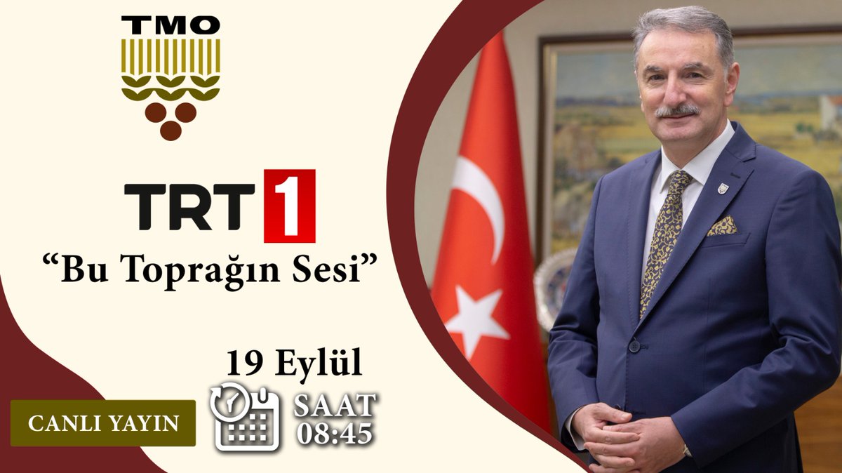 OfisTMO's tweet photo. Genel Müdürümüz Ahmet GÜLDAL TRT-1'de "TMO Faaliyetleri ve Faaliyet Alanındaki Ürünlere" ilişkin soruları yanıtlayacak: https://t.co/387uACdEKz