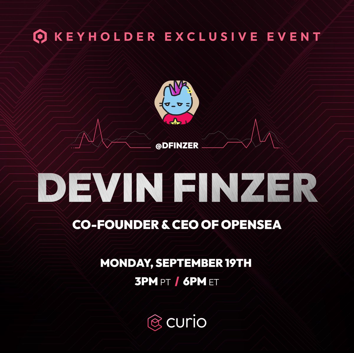 curiotools's tweet photo. Join us tomorrow for our first exclusive Keyholder event with @dfinzer, CEO of OpenSea!
Hear his story and get a chance to ask him a question on a private Discord stage.
#CurioKey holders only ๐ https://t.co/i4efDYHrMk
