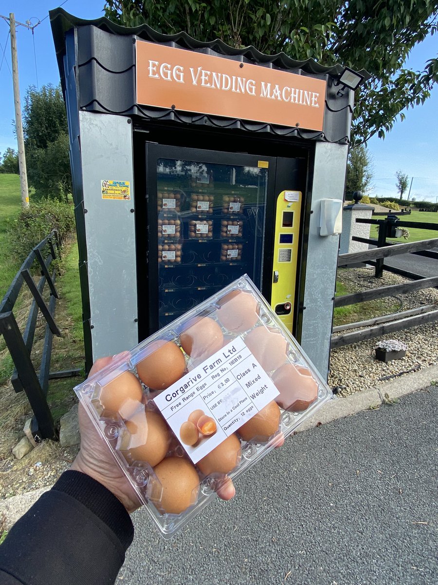 TomMughal's tweet photo. Obsessed with this egg vending machine we found on a random road in Ballyhaise, Co. Cavan https://t.co/W7J69xGFr3