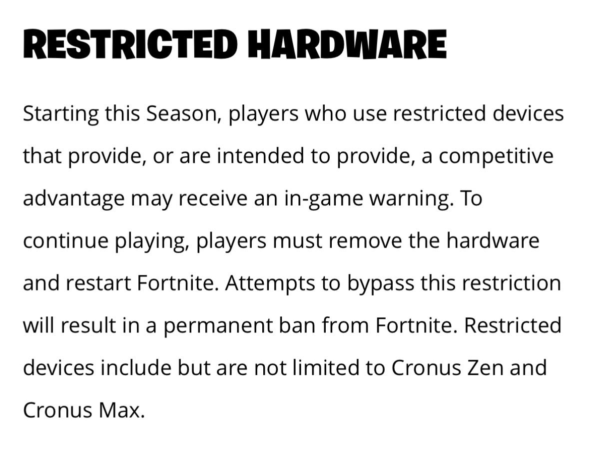 ModernWarzone on Twitter "Fortnite has announced a new restricted hardware ban to combat cheat