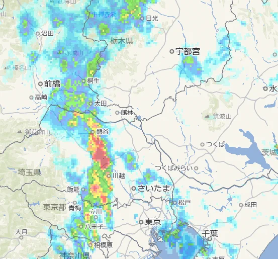 埼玉のあたりが危険地帯になっとる 