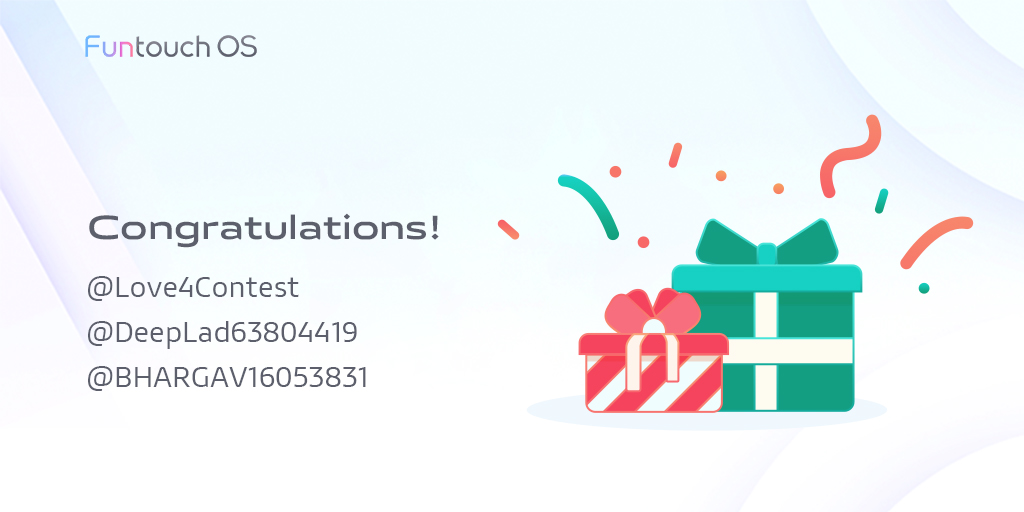 OriginOS_Global's tweet photo. 🥳Congratulations!
@Love4Contest
@DeepLad63804419
@BHARGAV16053831
😊If you don't win this time, don't worry.
😎There are many amazing contests in the near future! Stay tuned!
#vivo #FuntouchOS #DoodleScreenshot #EasyTouchEasyFun https://t.co/4bnDZCjF0W