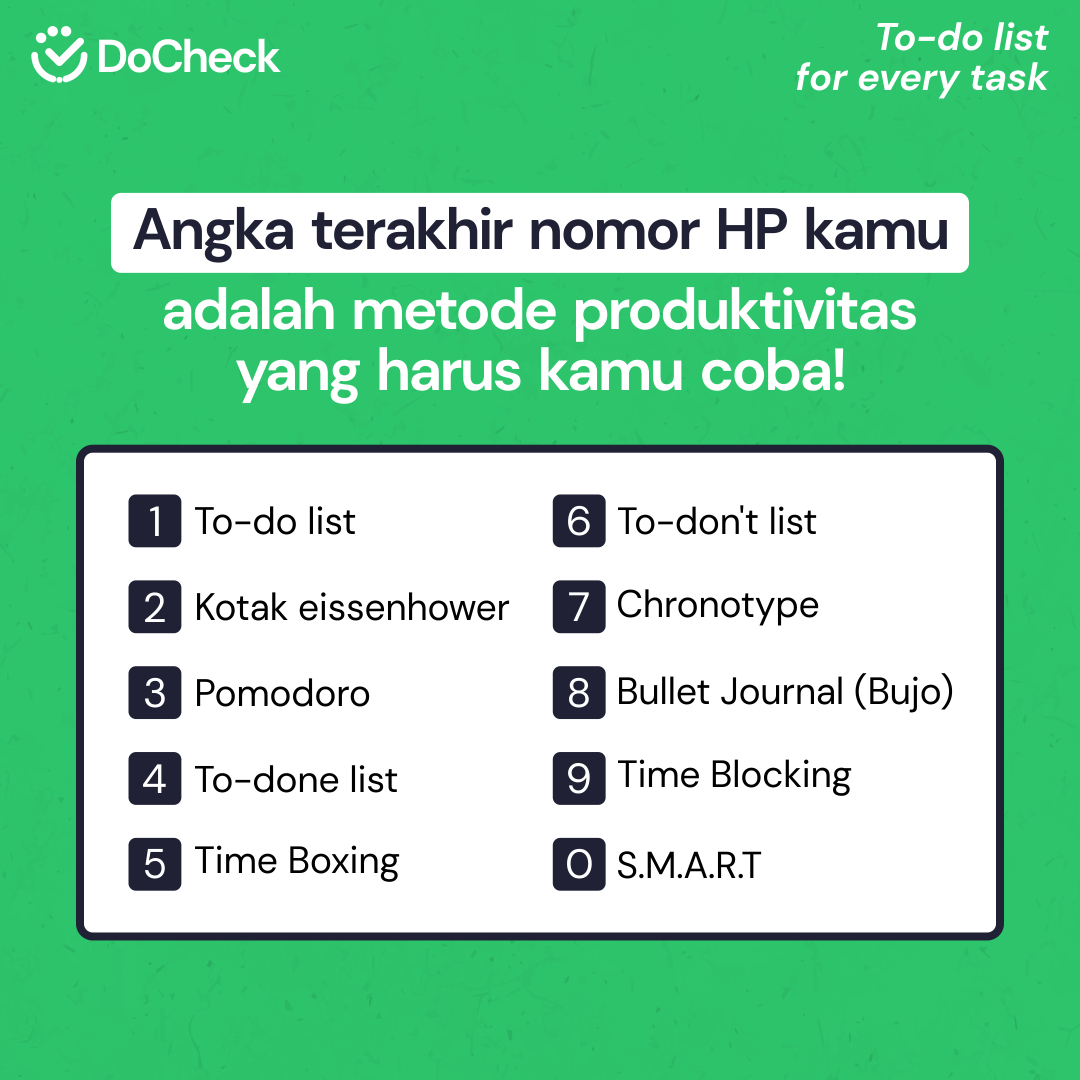DoCheckID's tweet photo. Games time!

Nomor HP terakhir kamu berarti metode produktivitas yang harus kamu coba. Hayolooohh~ dapet nomor berapa tuh? Komen di postingan ini yuk!

#CreativepreneurZone #Quiz #DoCheck https://t.co/ZALClM93Aq