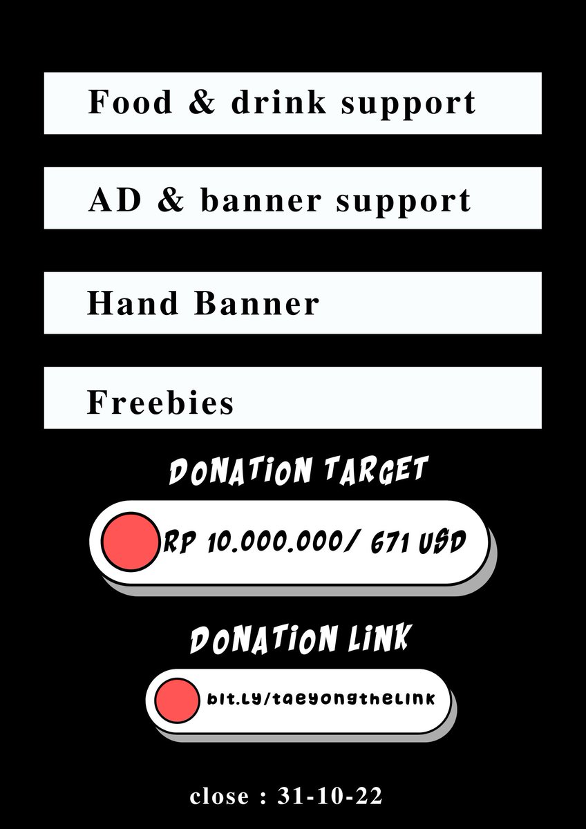 TaeyongProject's tweet photo. [Taeyong Project Indonesia] 
present,

Hi TYONGF INA ! Taeyong will visit us at 'THE LINK JAKARTA' so we're calling you to join and donate in our support project 

OPEN DONATION
🗓️ Start from 19 Sept - 31 Oct

🔗 https://t.co/UNe1b7Lx9t

Details Project, soon!✨

#TAEYONG #태용 https://t.co/3RleRJyctS
