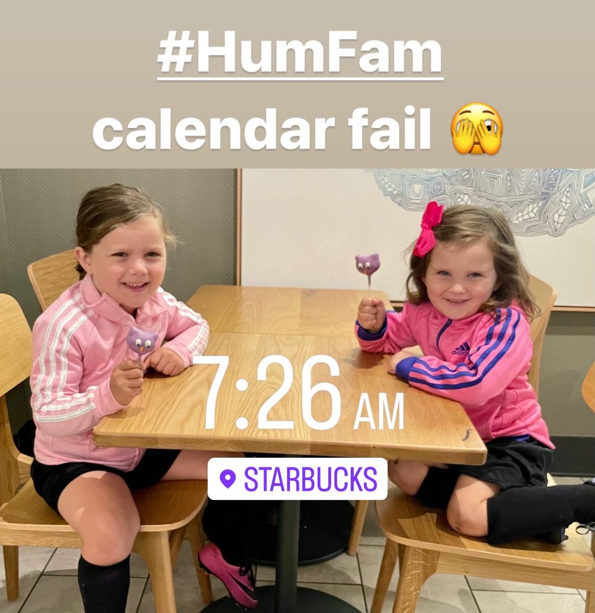DrJuliaHum's tweet photo. Hitting that post-conference fatigue vibe hard this weekend #ASBMR2022 @Momademia 

⚽️ pictures are AFTER the 8:00am game NOT before!

Also ruined the “@Starbucks cake pops are only served at night” parenting hack 🙃 #HumFam https://t.co/qwMbtDoePt