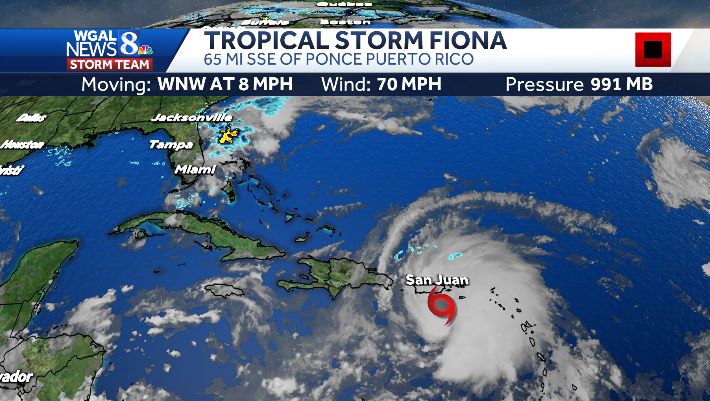 MaryEllenPannWx's tweet photo. 👇8 AM UPDATE Tropical Storm Fiona nearing hurricane strength.  Torrential rain &amp; mudslides expected across portions of Puerto Rico &amp; the Dominican Republic.  The center will approach near or over Puerto Rico today.  @NHC_Atlantic  #tropical #tropicalstormfiona #hurricaneseason https://t.co/mHL7nvFMzG