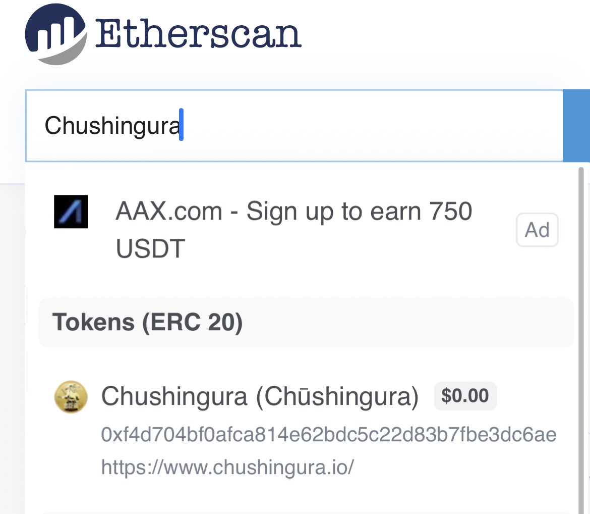 Chushinguraio's tweet photo. As promised, we are happy to inform you that our #Chushingura in Etherscan has been updated. Now you can easily find #Chūshingura in Etherscan via search. https://t.co/SZqJXvtqJs
