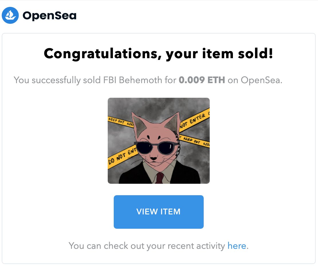 LivesofB's tweet photo. Let's gooooo❗️First sale after a long time 🚀🐈‍⬛

@DelegateMe Thank you so much  ❤️ 🔝

9 Behemoth's left for sale for 0.009 ETH 🐈‍⬛ 

#nftart #NFTCommunity #nftcollector https://t.co/Jb170y1TYP