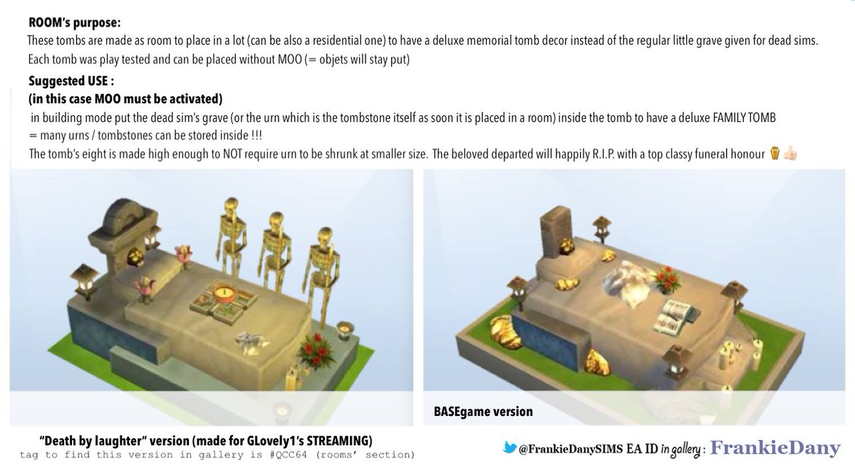 FrankieDanySIMS's tweet photo. Memorial tombs for family gardens (or cemetery) in 2 versions: 1 made for @lovely1_g stream and 1 basegame (LINK in my 1st answer) #ShowUSyourBuilds #TheSims4 #Sims4 #TheSims #simscreation #SimsCreatorsCommunity #ts4 #SimmersDigest #SimsCS https://t.co/s6JNml3T2i