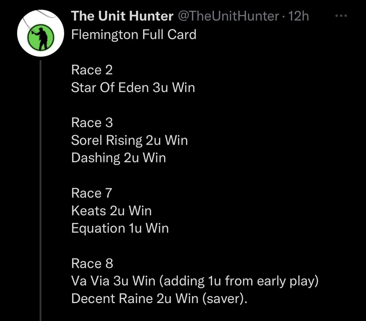 NathanBrown_07's tweet photo. @TheUnitHunter @mugspunting @sportsbetcomau Well done today 👍 https://t.co/O5NyJLMyi1