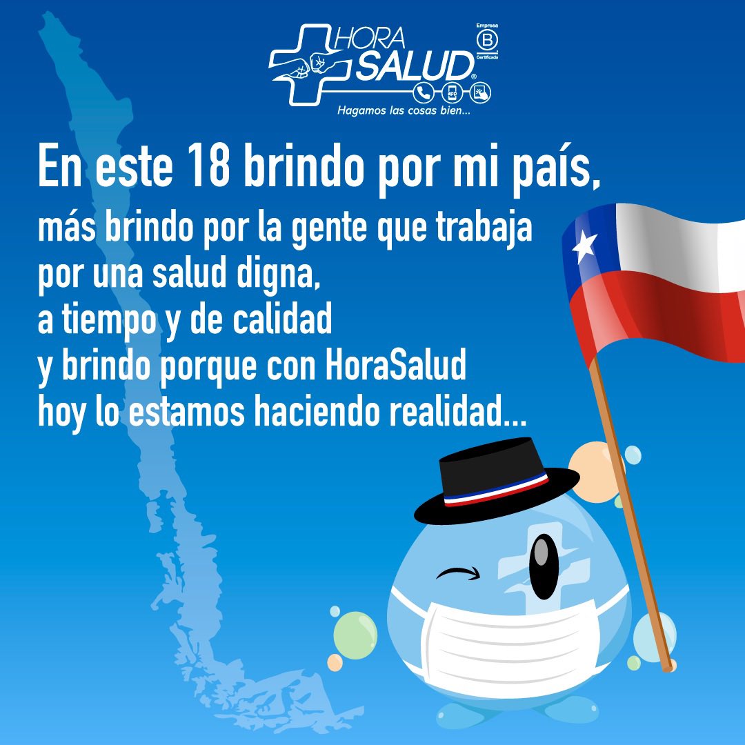 #feliz18

En este 18 brindo por mi país,
más brindo por la gente que trabaja
por una #salud digna,
a tiempo y de calidad
y brindo porq con #HoraSalud 
hoy lo estamos haciendo realidad

#18deseptiembre #FiestasPatrias #FiestasPatrias2022 #saludpública #cesfam #hospital #feliz18🇨🇱
