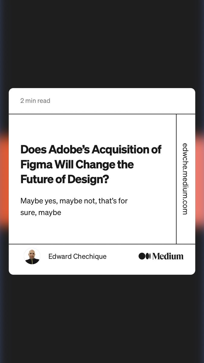 soniankur40's tweet photo. “Does Adobe’s Acquisition of Figma Will Change the Future of Design?” by Edward Chechique
https://t.co/7ux71TOcbW https://t.co/JOzMX6lCtI