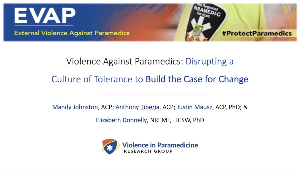 ❗️Tuesday❗️

Our delegation from <a href="/Peel_Paramedics/">Peel Regional Paramedic Services</a> will be giving a presentation at a special <a href="/OAPCMedia/">OAPC</a> webinar! 

Unveiling our <a href="/ViP_CRG/">Violence in Paramedicine - CRG</a>. Listen in on how we are disrupting a culture of tolerance to build the case for change on violence against #paramedics

<a href="/EDonnellyPhD/">Dr. Elizabeth Donnelly</a>