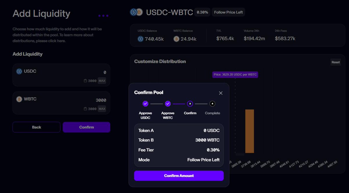 assalhor's tweet photo. The Price of BTC will continue to fall, the interest rate hike will continue, and the global assets will continue to go down, so USDC-WBTC, Select Mode: Follow Price Left is used in the Maverick Protocol test network #MaverickAMM https://t.co/sJgB7FL8Hu