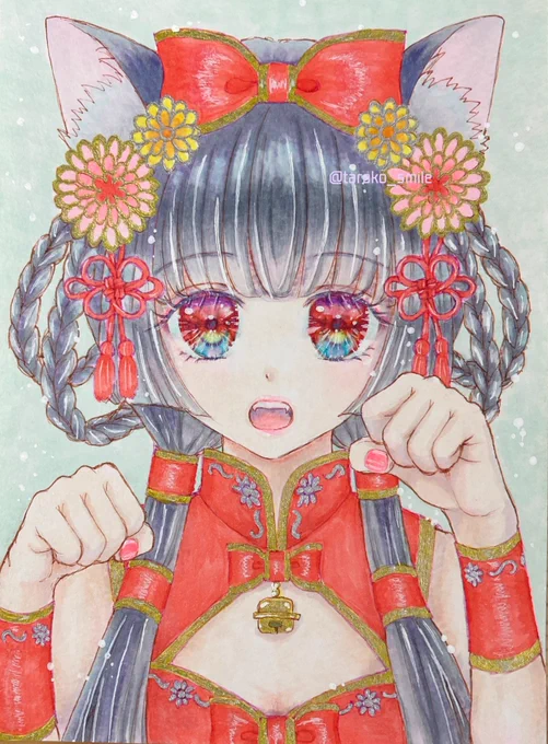 #このタグをみた人はド正面イラストを貼る 正面のイラストは結構描いちゃいます。アシンメトリーも好きだけどシンメトリーも大好きです#私の絵柄が好みって人にフォローされたい #三連休はフォロワーが増える 
