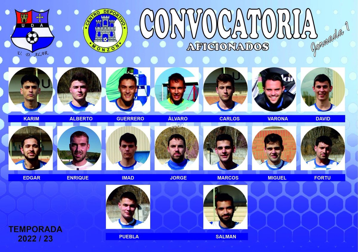 UDA1919's tweet photo. 🏃🏽⚽️ Nuestra convocatoria para el partido. https://t.co/qYMpoqVjks