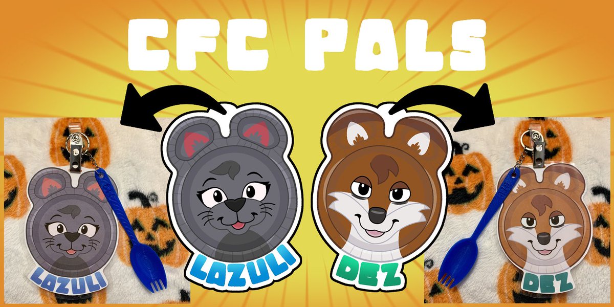cfcaptures's tweet photo. ✨ CFC Pals make eating fun! ✨

These Zoopal inspired badges come with a detachable 3D printed spork to go along with your very own fursona plate! 

$55 USD (US shipping included), PayPal or ko-fi only! https://t.co/EwRMnRigbk