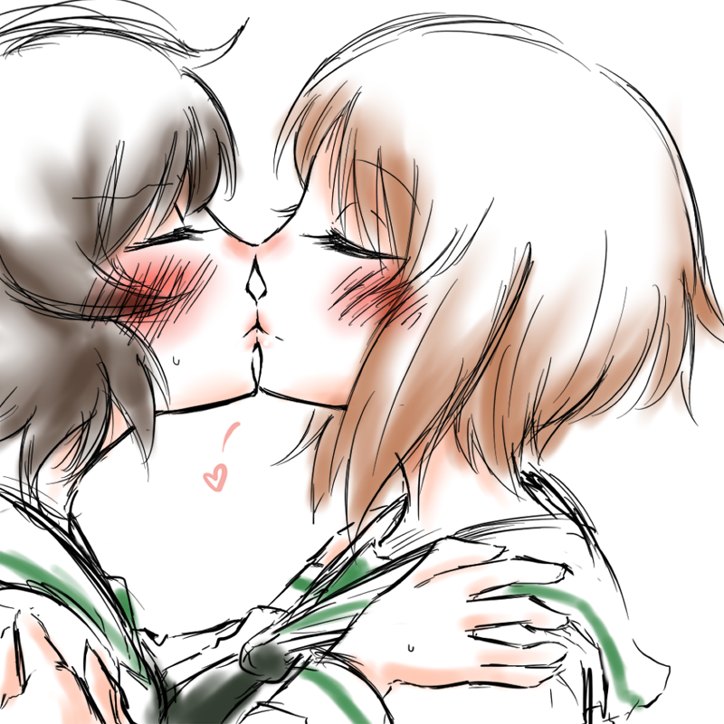 #最近フォローした方は知らない過去絵を晒す 
ガルパン描き始めはこの辺です。圧倒的みほゆか。 