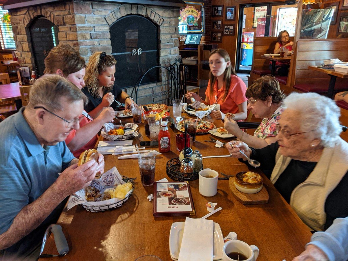 Punch card WINNERS!!  We started an incentive to encourage residents to enjoy their meals in the dining room! These residents loved going to Beer Barrel for lunch on the town!