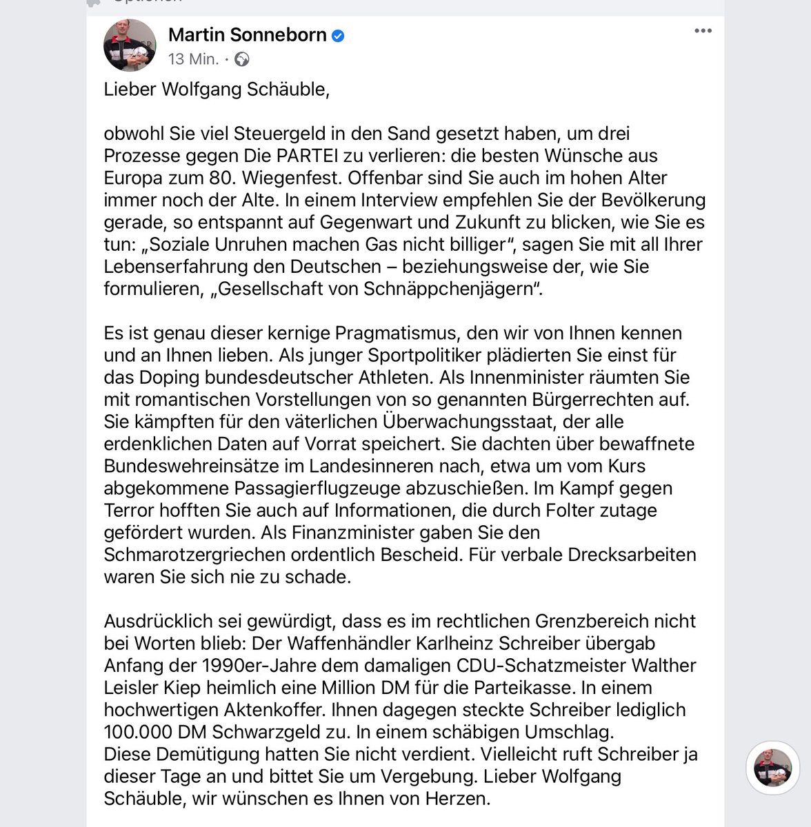 Offener (Geburtstags-) Brief an Wolfgang Schäuble…