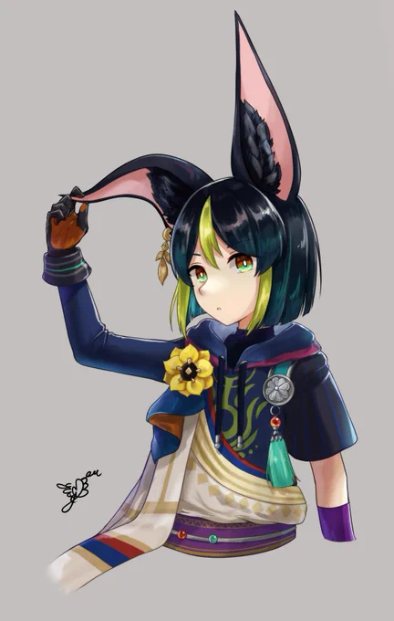 #原神 #GenshinImpact  #イラスト好きさんと繋がりたい この前の落書きティナリを整えてみました!耳触るモーションかわいいよねって話 