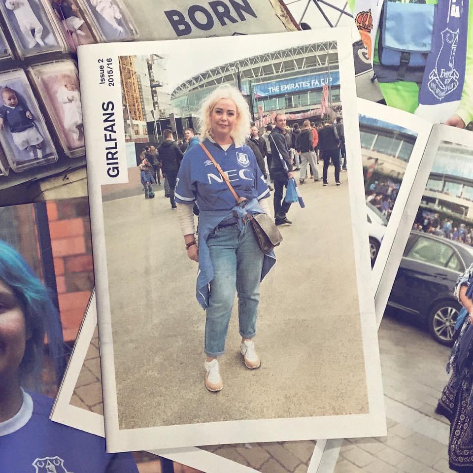 jacquimcassey's tweet photo. On this day in 2016, #girlfans Everton, this issue featured photographs of the toffee women at Goodison & Wembley for the FA Cup against Manchester United, and was launched @ Printed Matter, NY. #everton https://t.co/qH9c0gRJH8