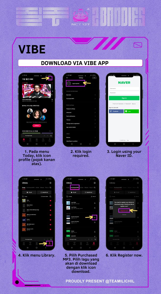 infoteam127's tweet photo. [ DOWNLOAD LAGU DI VIBE]

1) Jika via APP, Install terlebih dahulu: 
iOS: https://t.co/DmNnZBgbcd (ganti region ke Korea terlebih dahulu)
Android: https://t.co/SQ5oaFIBzt

2) Jika via WEB/PC, buka https://t.co/TJaX4Up6De

#NCT127 #질주 @NCTsmtown_127 https://t.co/RHyWcVXkOe