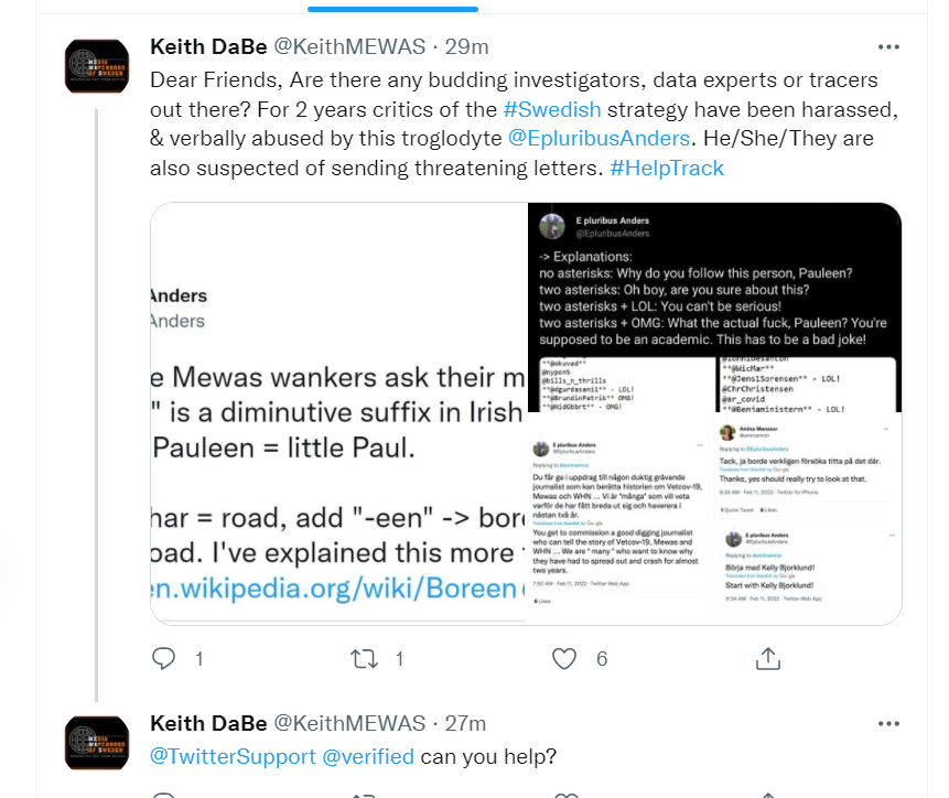 EpluribusAnders's tweet photo. -> längre. "#HelpTrack" "@TwitterSupport @premiumbusiness can you help"? 😂😂😂😂🤡🤡🤡 Det räcker alltså med att klicka på min jävla länk i min profil för att kunna hitta *alla* mina kontaktuppgifter ... 🤡🙈 Keith verkar ha svårt med mina pronomina också. Kan meddela ev. andra som -> https://t.co/Wmy1ESm6ER