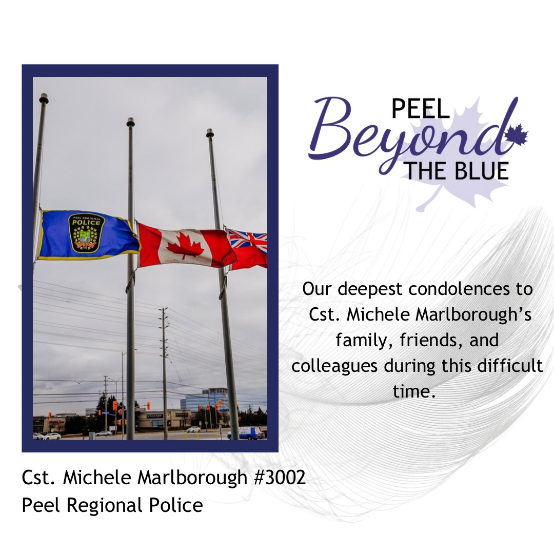 It is with deep sadness we share the loss of our sister in blue.
Peel Beyond the Blue expresses our condolences to the family, friends &amp; colleagues of Peel Regional Police Constable Michele Marlborough 💙<a href="/PeelPolice/">Peel Regional Police</a>