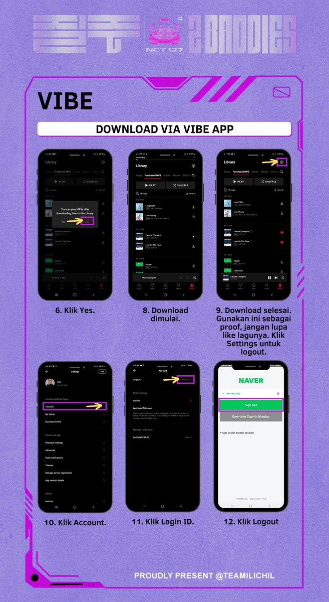 infoteam127's tweet photo. [ DOWNLOAD LAGU DI VIBE]

1) Jika via APP, Install terlebih dahulu: 
iOS: https://t.co/DmNnZBgbcd (ganti region ke Korea terlebih dahulu)
Android: https://t.co/SQ5oaFIBzt

2) Jika via WEB/PC, buka https://t.co/TJaX4Up6De

#NCT127 #질주 @NCTsmtown_127 https://t.co/RHyWcVXkOe