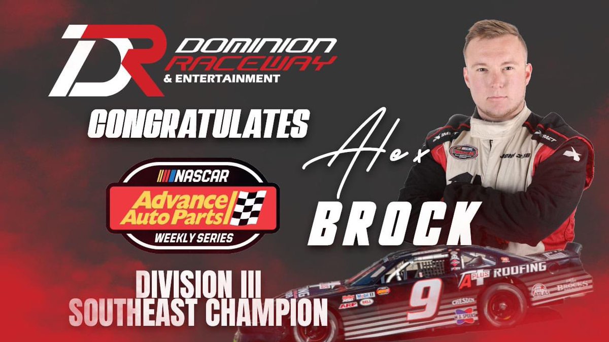 DominionRaceway's tweet photo. Dominion Raceway congratulates Alex Brock Racing on securing the #NAAWS Division III Southeast Title last night! https://t.co/N8cAwmwieK