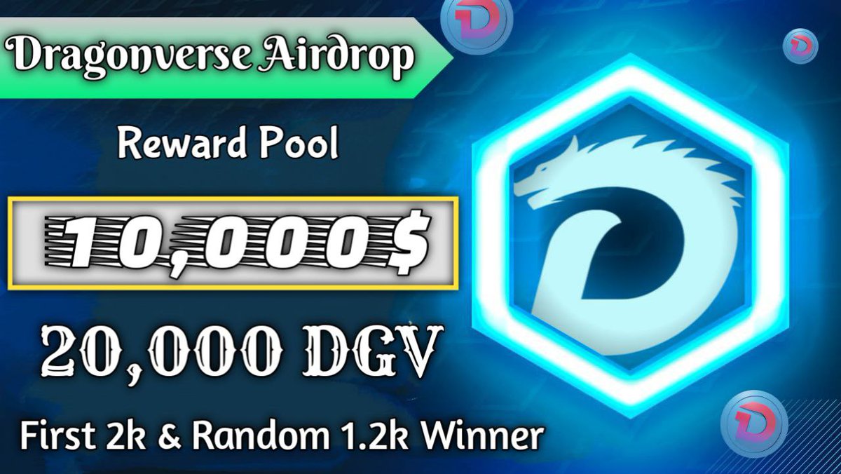 Massive #fcfs #Giveaway 🔥🔥

😱😱 Total Giveaway Pool - 10,000$ DGV Token

To Enter ⤵️
➡️ Follow 
<a href="/VirtualLand_/">Virtual Land || Metaverse ❤️‍🔥</a> &amp; <a href="/NFTVenturePro/">NFT Venture || Web 3.0 🧭</a> &amp; @DragonverseP2E 

➡️ Like, RT &amp; Tag 3 Friends
➡️ Finish Gleam : gleam.io/EfQnC/dg

#Giveaway #Airdrop #fcfs #NewAirdrop #New_Airdrop