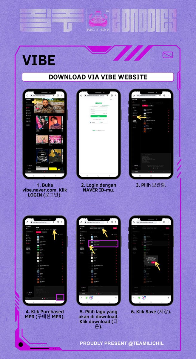 infoteam127's tweet photo. [ DOWNLOAD LAGU DI VIBE]

1) Jika via APP, Install terlebih dahulu: 
iOS: https://t.co/DmNnZBgbcd (ganti region ke Korea terlebih dahulu)
Android: https://t.co/SQ5oaFIBzt

2) Jika via WEB/PC, buka https://t.co/TJaX4Up6De

#NCT127 #질주 @NCTsmtown_127 https://t.co/RHyWcVXkOe