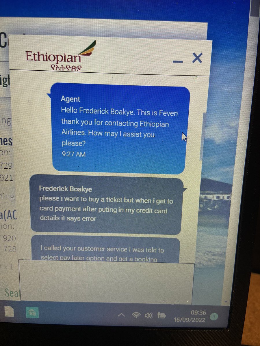 phaze_b's tweet photo. @flyethiopian please what is happening to your customer services in UK. I have called several times and they can’t help me but a ticket. When I get to payment it just says payment error after putting my card details in. I tried to chat online and takes ages for response. https://t.co/KCn5Exxlh8