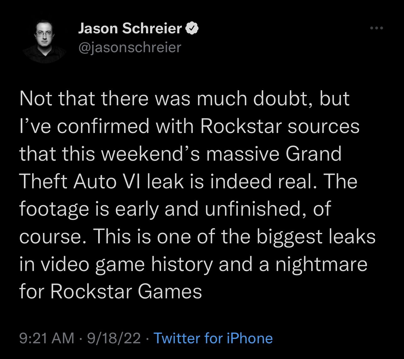Gaming Detective on X: The GTA 6 leaks have been confirmed by Jason  Schreier! We're witnessing history, this is the biggest leak in video game  history! #GTAVI #GTA6 #RockstarGames  / X