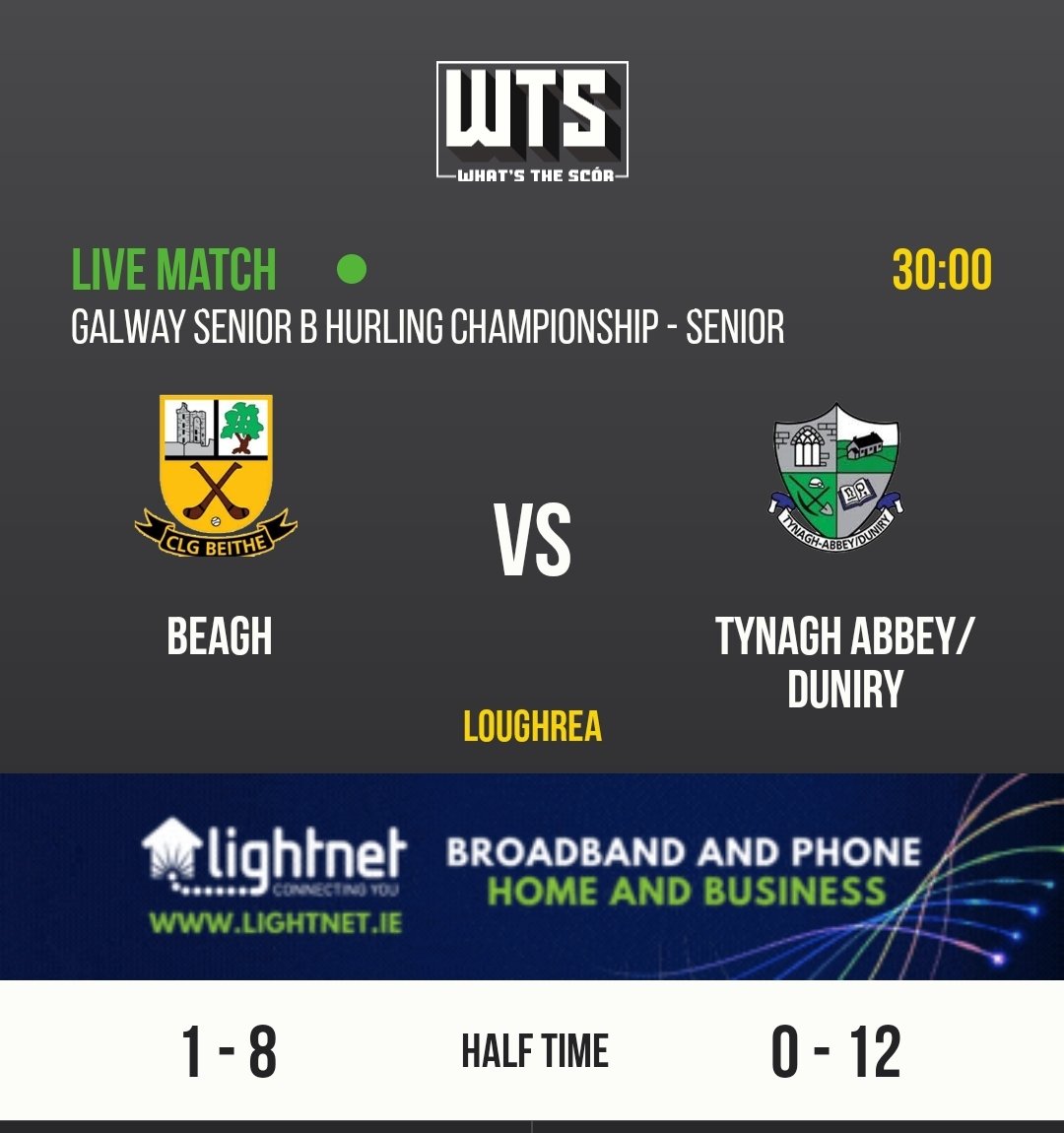 Galway_GAA's tweet photo. Half time updates in the @TheBrooks_Group Senior Hurling Championship
@ClarinbridgeGaa 1-11
@CastlegarGAA 1-13
@BeaghHC 1-8
#Tynagh/Abbey Duniry 0-12 https://t.co/d9xskosFZy