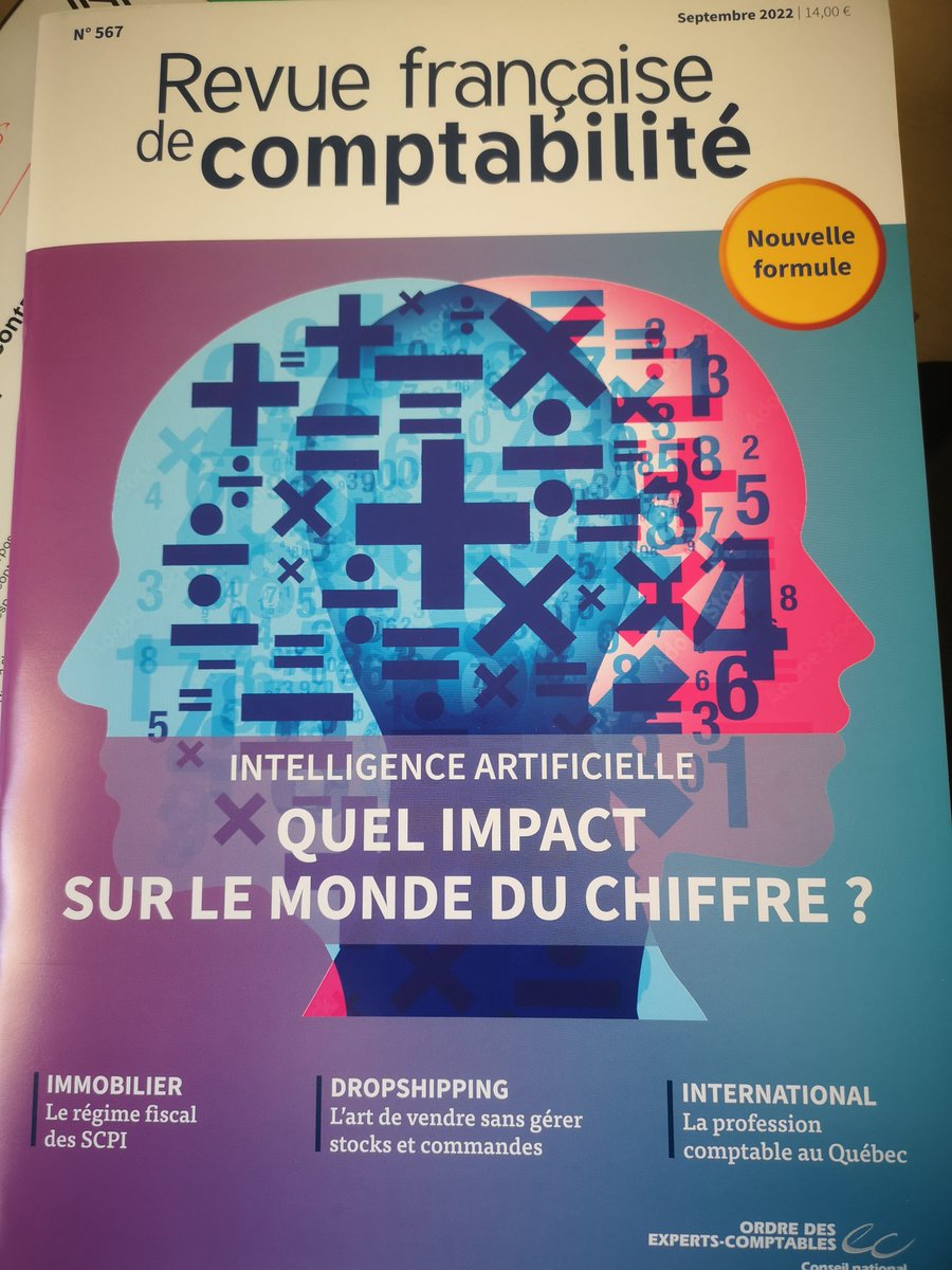 GaelleMOURAD's tweet photo. "L'IA [...] outil technologique puissant pour libérer du temps"... Exactement ce qu'il me faut !

Dossier très intéressant sur l' #intelligenceartificielle dans la Revue Française de #Comptabilité...n°567 - 09/ 2022

#expertcomptable #transformationnumerique #evolutionmetier https://t.co/khrbg6d5mO