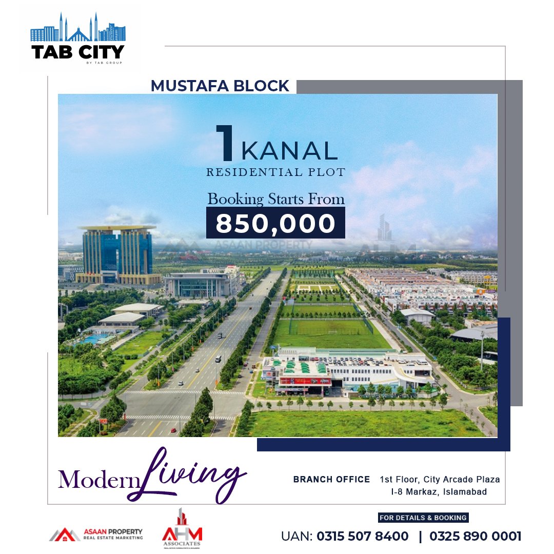 AsaanProperty's tweet photo. Tab City Rawalpindi (Right Next to Ring Road Rawalpindi First Interchange)
Book Your 1 Kanal Plot on the Main GT Road
UAN: +92 315 5078400
Asaan Property & AHM Associates
Office💺: 1st Floor, City Arcade, I-8 Markaz Islamabad
#asaanproperty #ahmassociates #tabcity https://t.co/B9TVtr118B