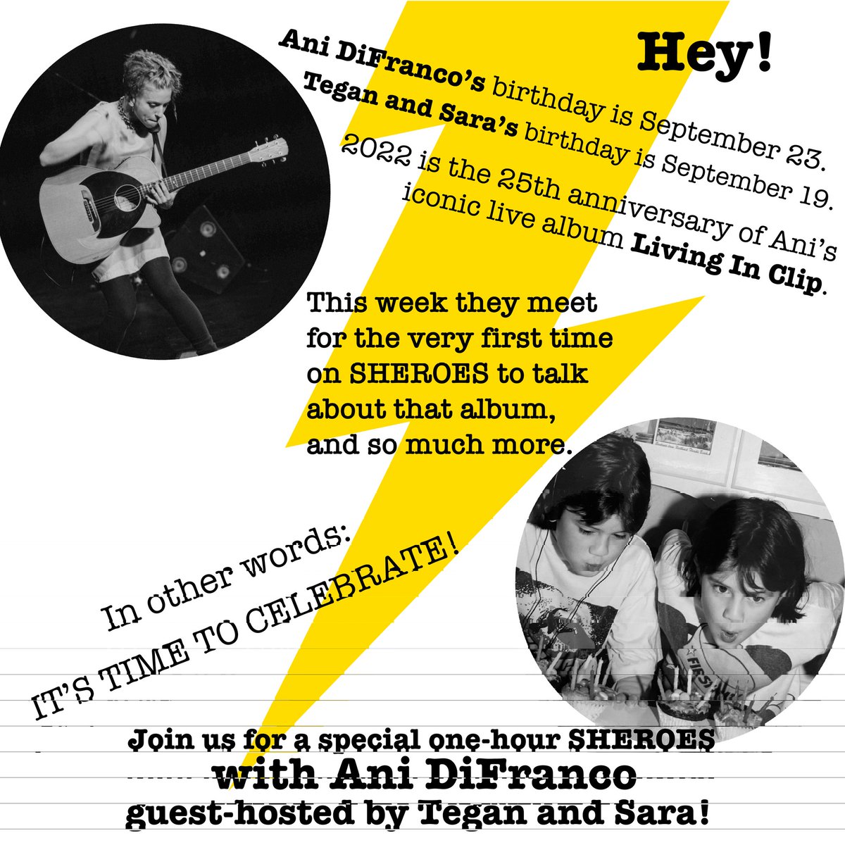 ani difranco (@anidifranco) on Twitter photo checkout the long overdue conversation between ani and <a href="/teganandsara/">Tegan and Sara</a> on <a href="/sheroesradio/">sheroesradio</a> and <a href="/righteous_radio/">Righteous Babe Radio</a> talking about living in clip and more!
airing daily on <a href="/righteous_radio/">Righteous Babe Radio</a> 10am, 6pm and 1am CDT. checkout the long overdue conversation between ani and <a href="/teganandsara/">Tegan and Sara</a> on <a href="/sheroesradio/">sheroesradio</a> and <a href="/righteous_radio/">Righteous Babe Radio</a> talking about living in clip and more!
airing daily on <a href="/righteous_radio/">Righteous Babe Radio</a> 10am, 6pm and 1am CDT.