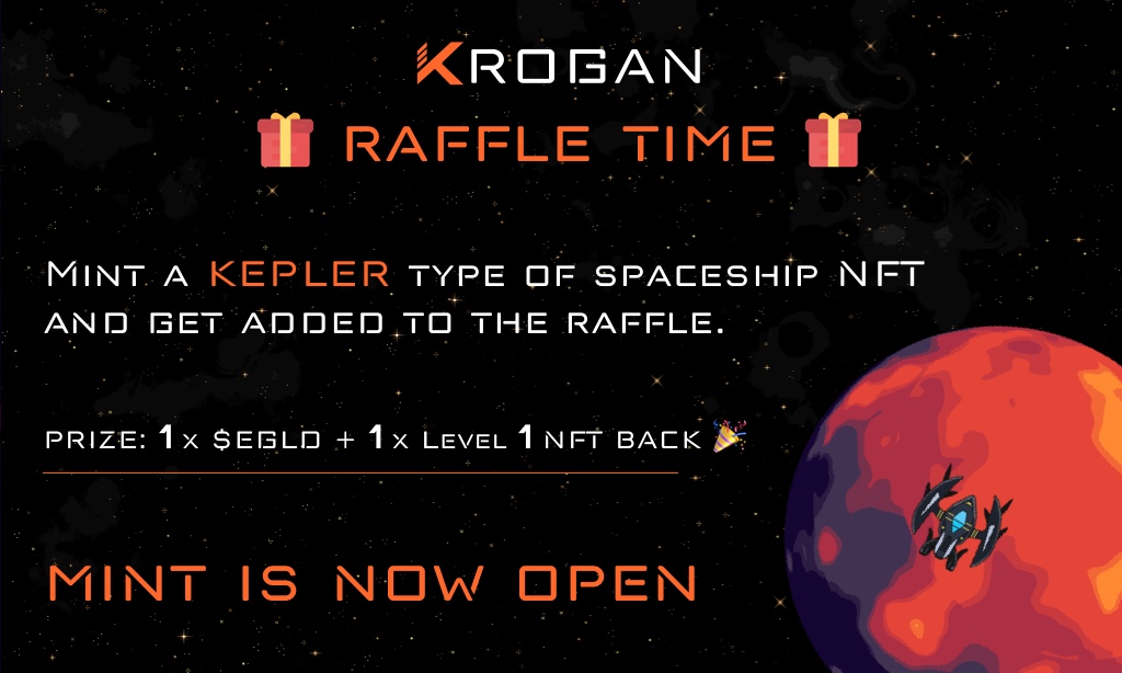 KroganCoin's tweet photo. 6/
Try your chance and #mint a #Kepler spaceship to be added to the raffle.

The winner gets 1x $EGLD + 1x #level1 NFT back. 🎁🍀

✅RT the first post in the thread
✅Follow @KroganCoin
✅Tag your friends
✅Join us on Discord: https://t.co/EBLeop1tev https://t.co/PSOqc9Atrp