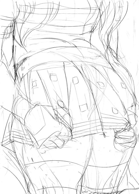 台風はちょっと風強くなってきました。
ミニスカお尻を描いて無事故祈願。 