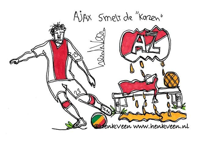 Voorspel de juiste eindstand van #azAJA en WIN deze originele tekening van <a href="/henkveen/">Henk Veen</a>! Mention en volg ons beide en RETWEET! #AJAX