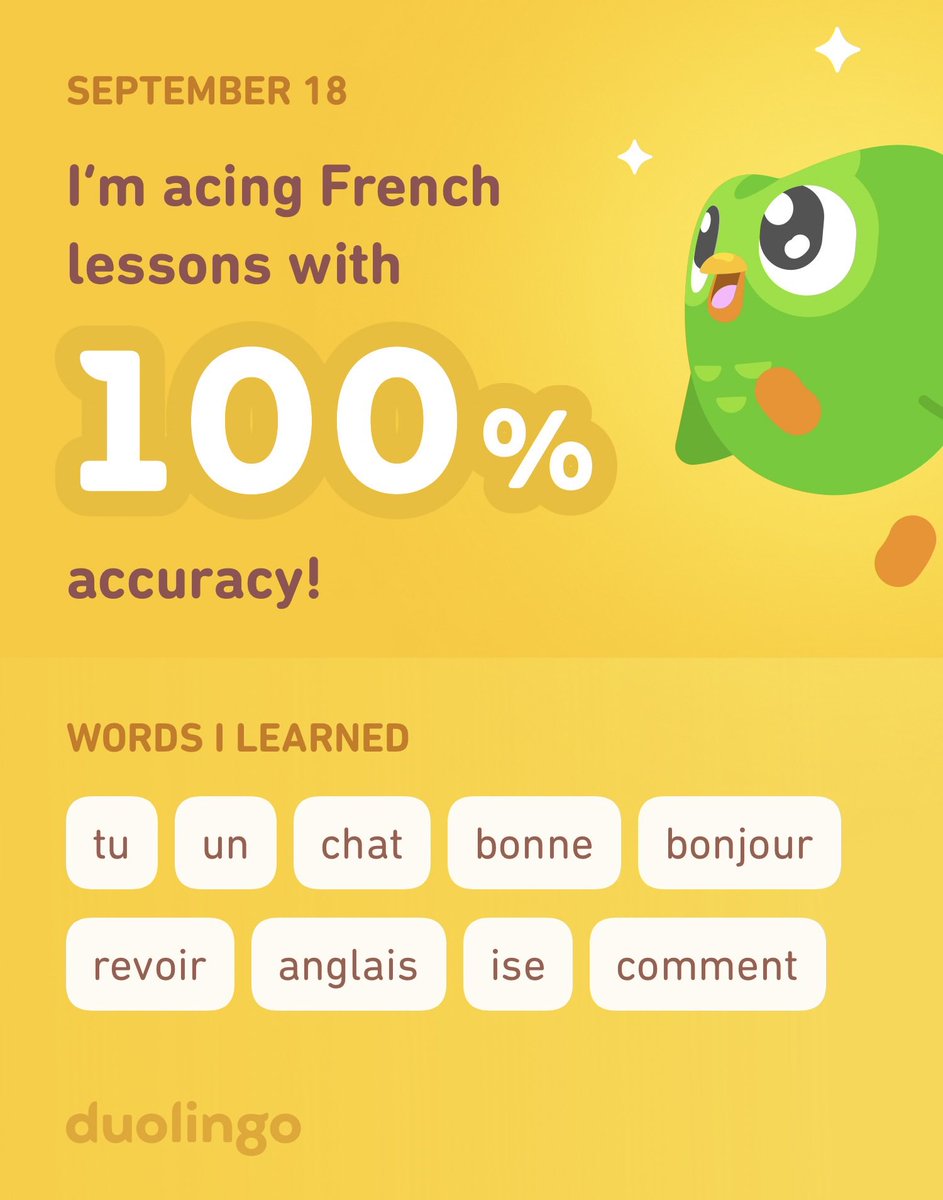 GemLucifer's tweet photo. I’m learning French on Duolingo! It’s free, fun, and effective. https://t.co/GkOnvZZVcj
