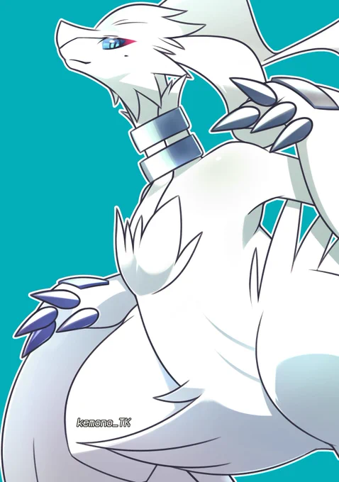 #ポケモン版深夜の真剣お絵描き60分一本勝負 レシラム手癖で描かずに公式絵見ながら描いてみたよ 