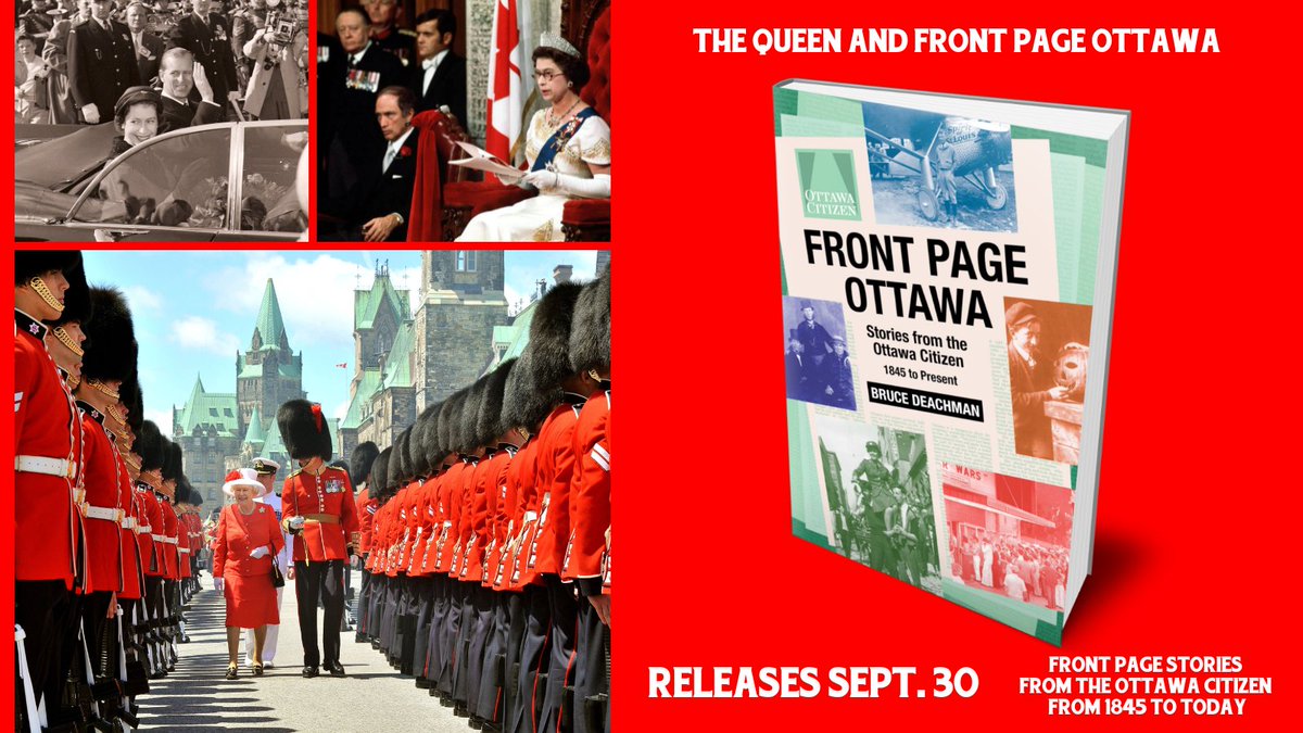 ReadLocalOttawa's tweet photo. Did you know that the Ottawa Citizen covered all of the Queen's visits to Ottawa? "Front Page Ottawa" Stories from the Ottawa Citizen from 1845 to today. By Bruce Deachman. Pre-order your copy today only at https://t.co/Q34t191rJe #readlocal #readlocalOttawa #TheQueen #Ottawa https://t.co/17rPOdfyCA