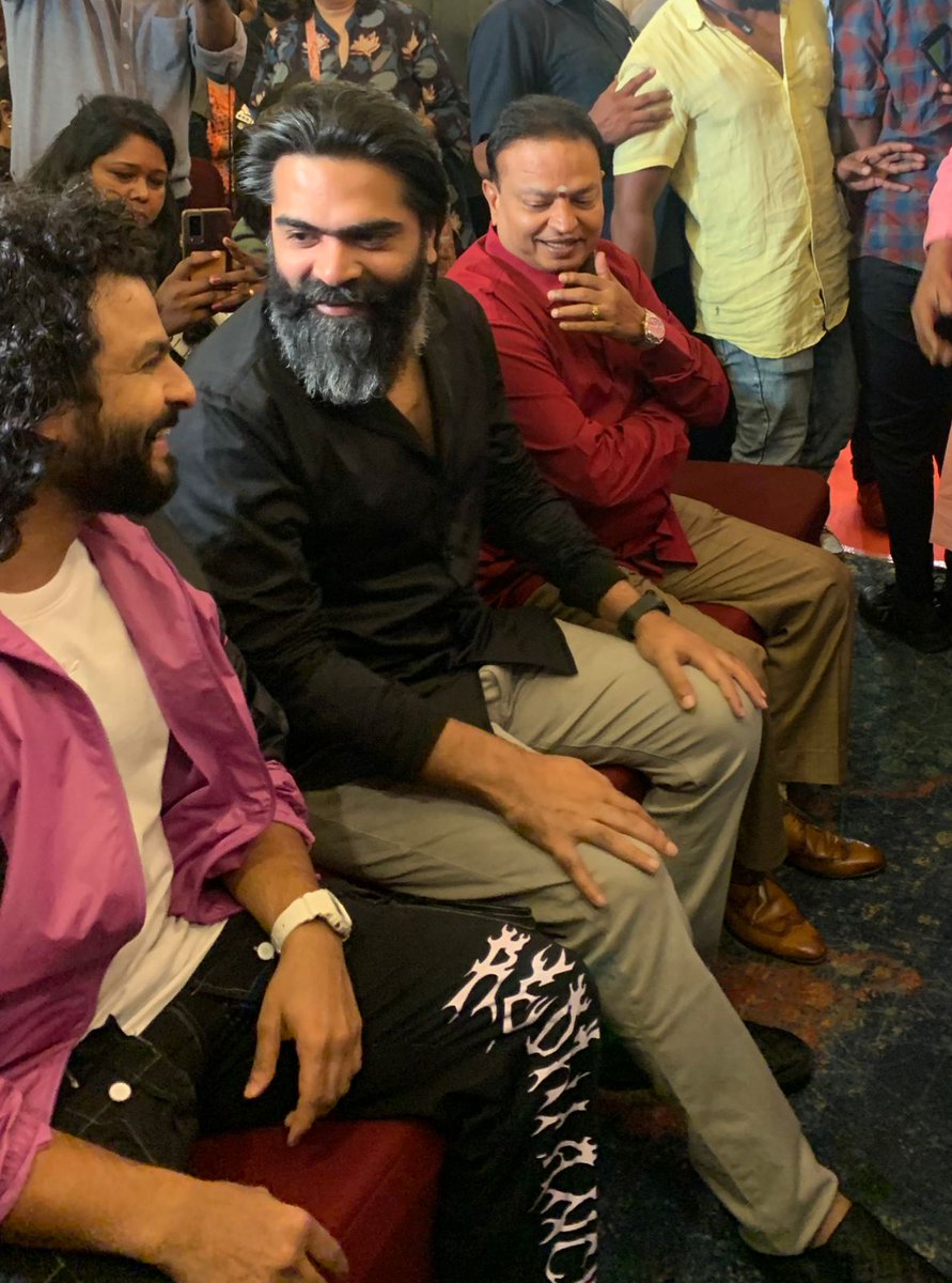 Magi_offcl's tweet photo. Our Muthu @SilambarasanTR_ Anna &amp; team #VendhuThanindhathuKaadu arrived at #VTKThanksGivingMeet 

#StunningHitVTK
@menongautham   @arrahman  #SilambarasanTR @VelsFilmIntl @IshariKGanesh @RedGiantMovies_ @Udhaystalin https://t.co/c2Vij5665c